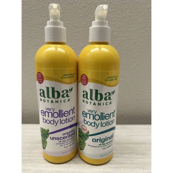 Alba Botanica Very Emollient Body Lotion, Original Dry Skin & Unscented 12oz NEW - Picture 1 of 6